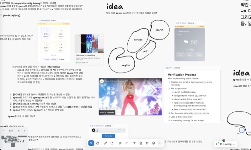 Notes, clock, weather, Spotify, and more extensions on the canvas
